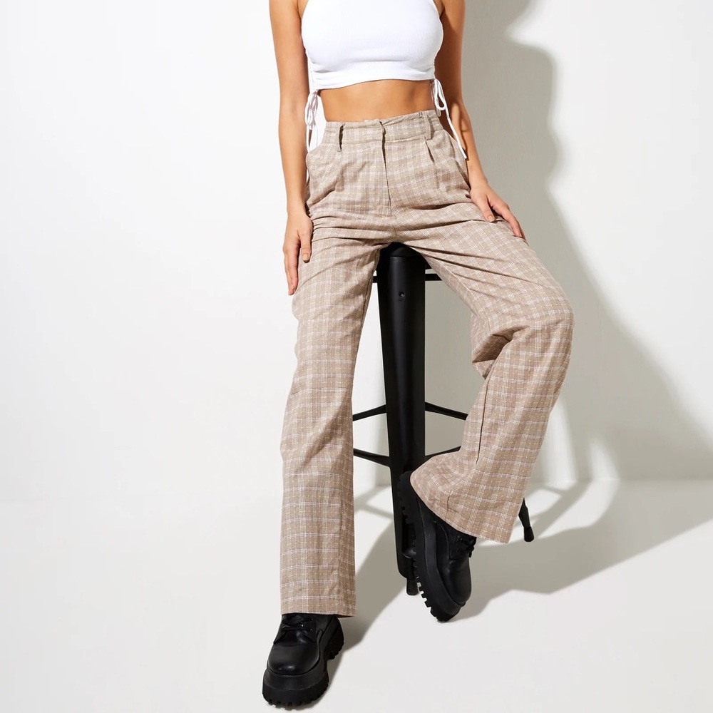 Motel Rocks High Waisted Plaid Trousers